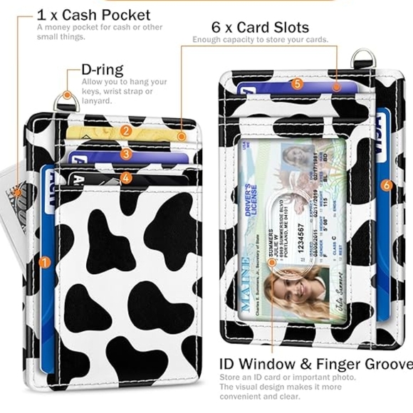 RFID Blocking Cow Print Card Holder - Picture 1 of 4